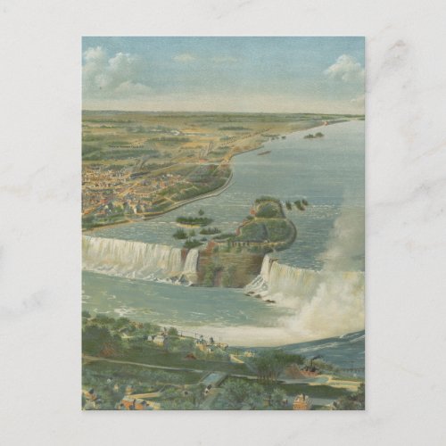 Vintage Pictorial Map of Niagara Falls NY 1893 Postcard