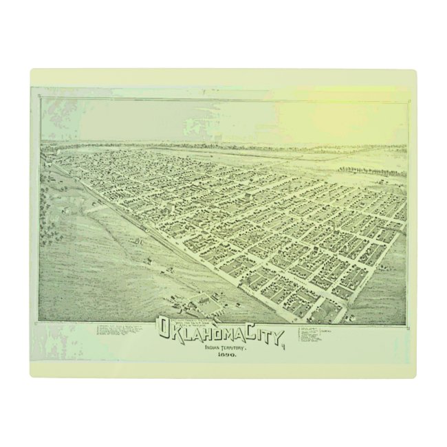 Vintage Pictorial Map of Oklahoma City in 1890