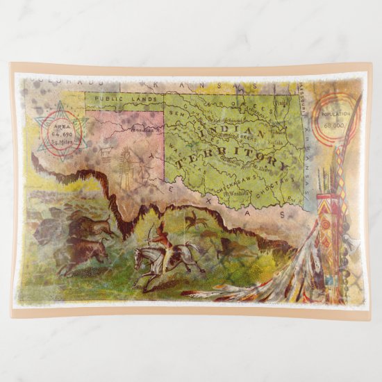 Vintage Pictorial Map of Oklahoma Indian Territory Trinket Trays