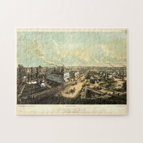 Vintage Pictorial Map of Oshkosh WI 1850 Jigsaw Puzzle