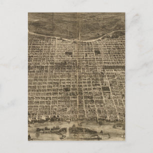 Vintage Pictorial Map of Philadelphia (1872) Postcard