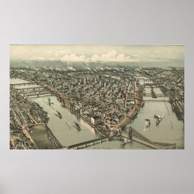 Vintage Pictorial Map of Pittsburgh (1902) Poster (Front)