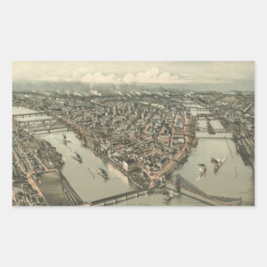 Vintage Pictorial Map of Pittsburgh (1902) Rectangular Sticker