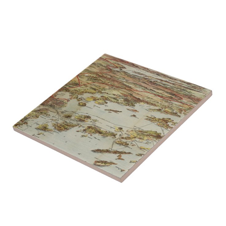 Vintage Pictorial Map of Portland Maine (1906) Ceramic Tile Zazzle