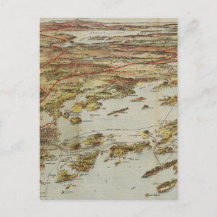 Vintage Pictorial Map of Portland Maine (1906) Postcard