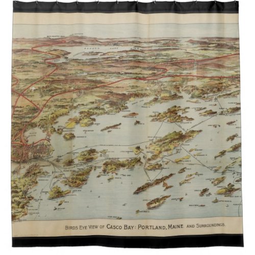 Vintage Pictorial Map of Portland Maine 1906 Shower Curtain