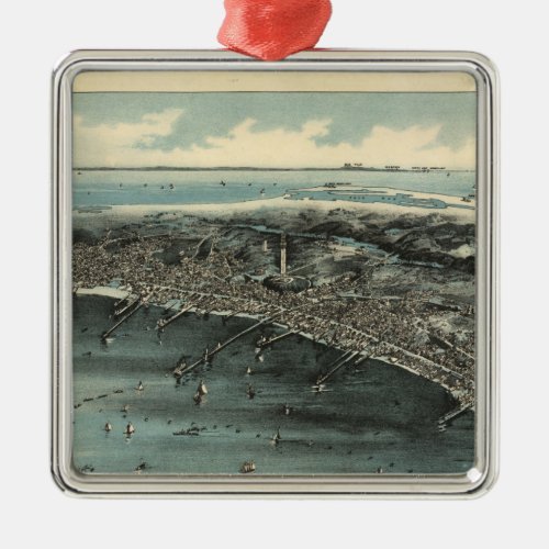 Vintage Pictorial Map of Provincetown 1910 Metal Ornament