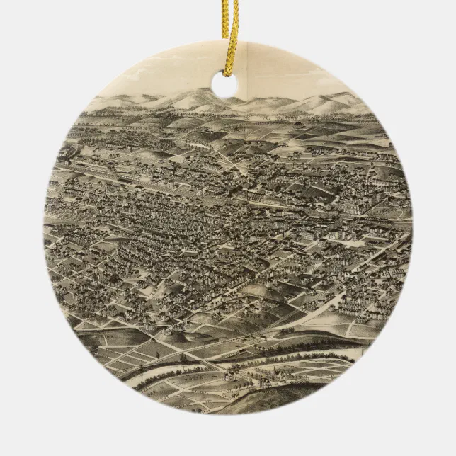 Vintage Pictorial Map of Roanoke Virginia (1891) Ceramic Ornament Zazzle