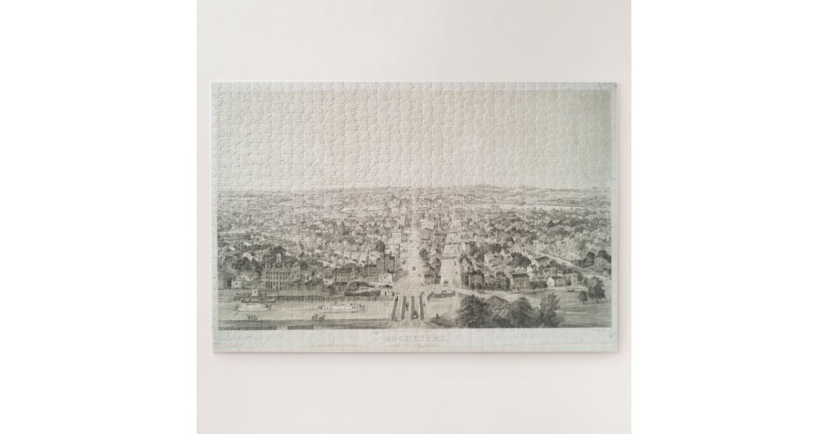Vintage Pictorial Map of Rochester NY (1854) Jigsaw Puzzle Zazzle