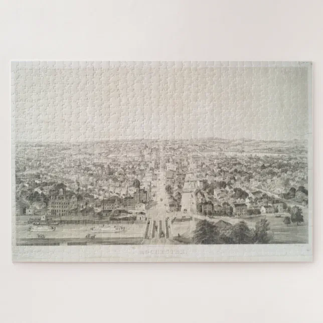 Vintage Pictorial Map of Rochester NY (1854) Jigsaw Puzzle Zazzle