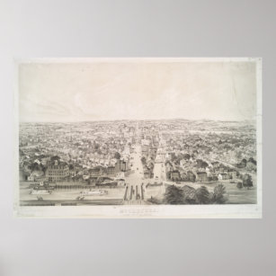Vintage Pictorial Map of Rochester NY (1854) Poster