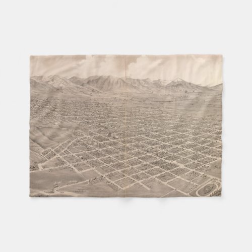 Vintage Pictorial Map of Salt Lake City 1875 Fleece Blanket