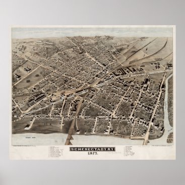 Vintage Pictorial Map of Schenectady NY (1875) Poster