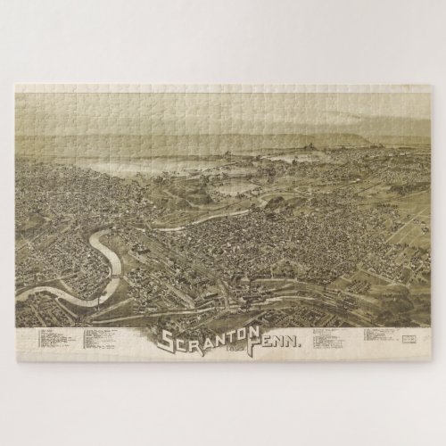 Vintage Pictorial Map of Scranton PA 1890 Jigsaw Puzzle