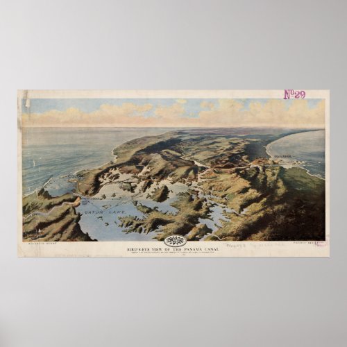 Vintage Pictorial Map of The Panama Canal 1912 Poster