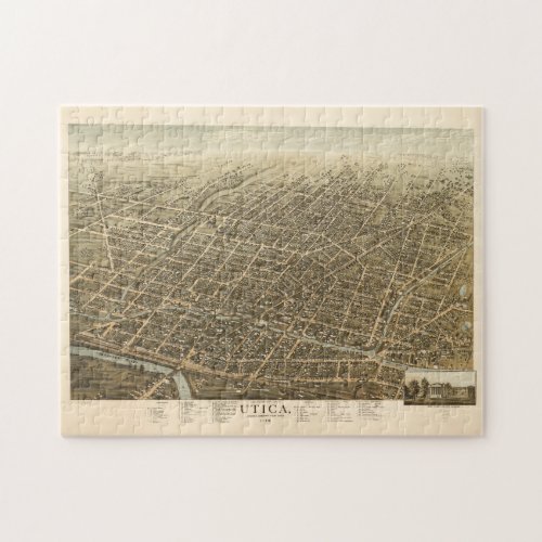 Vintage Pictorial Map of Utica NY 1873 Jigsaw Puzzle