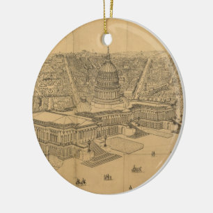 Vintage Pictorial Map of Washington D.C. (1872) Ceramic Ornament