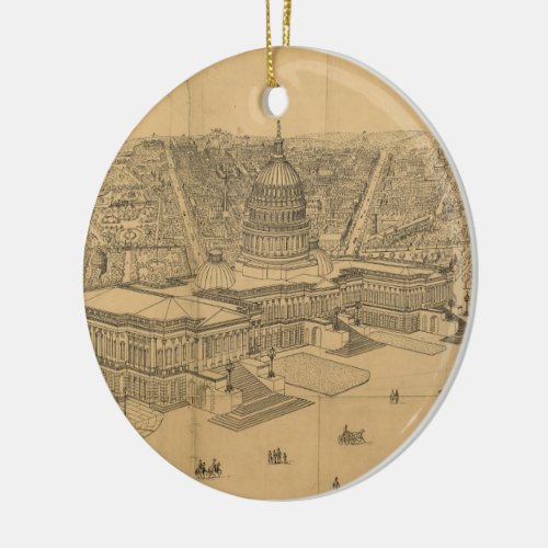 Vintage Pictorial Map of Washington DC 1872 Ceramic Ornament