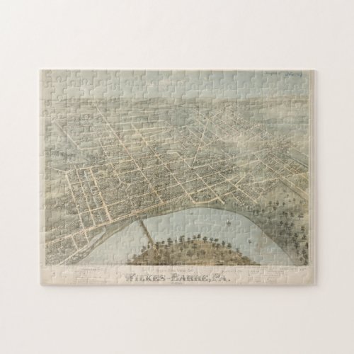 Vintage Pictorial Map of Wilkes Barre PA 1872 Jigsaw Puzzle