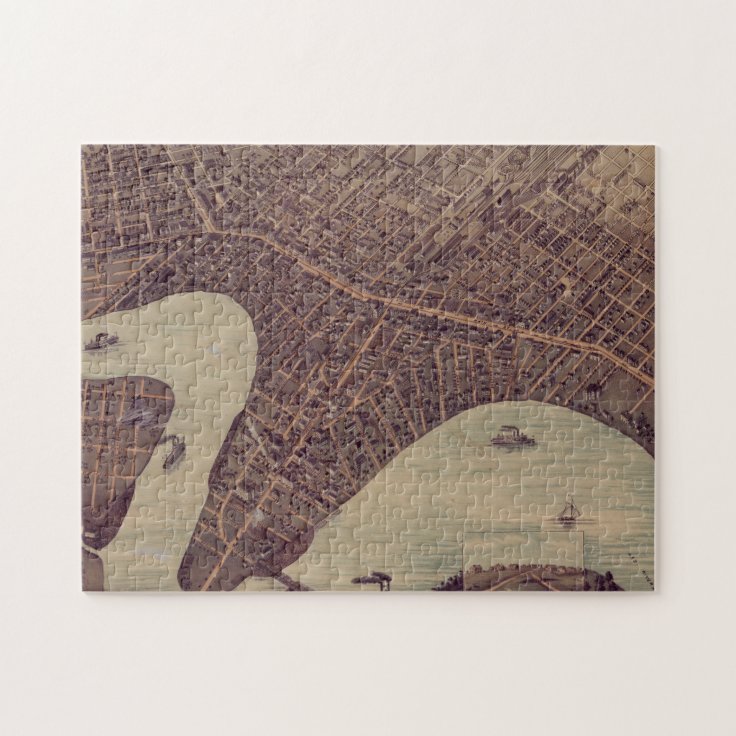 Vintage Pictorial Map of Winnipeg Canada (1884) Jigsaw Puzzle Zazzle