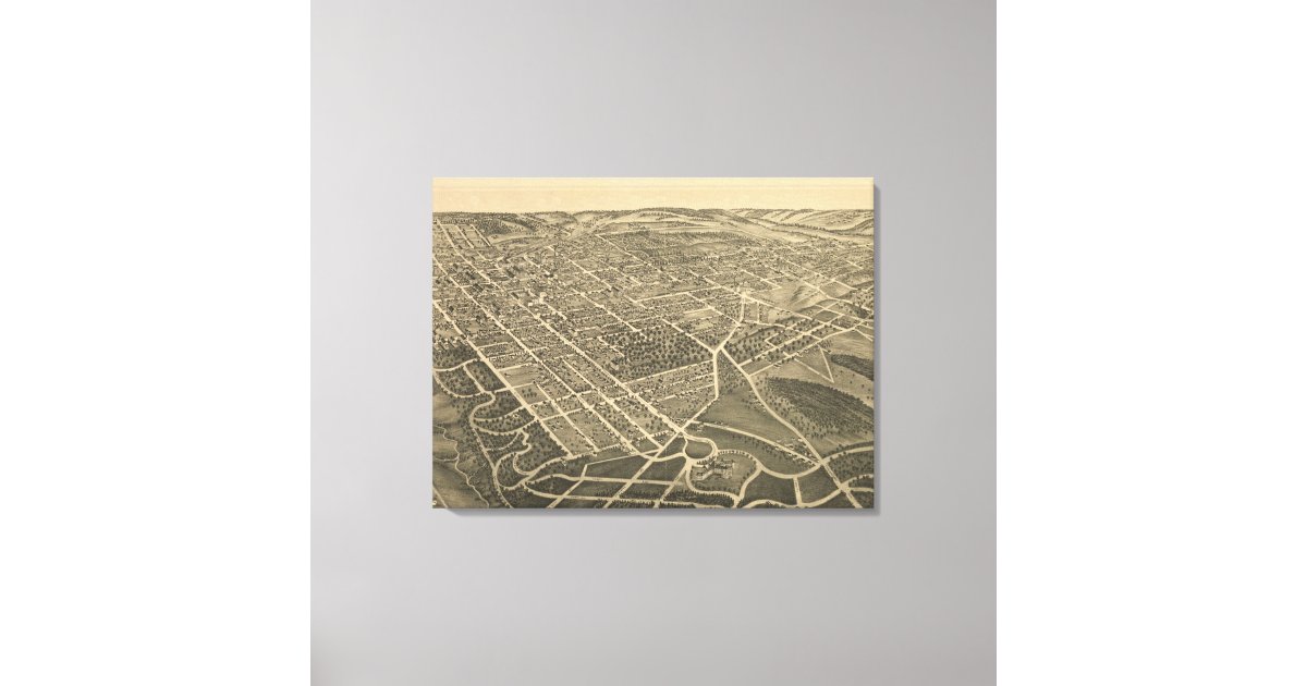 Vintage Pictorial Map of Winston-Salem NC (1891) Canvas Print | Zazzle