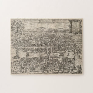 Vintage Pictorial Map of Zurich Switzerland (1581) Jigsaw Puzzle