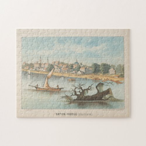 Vintage Pictorial View of Baton Rouge LA 1854 Jigsaw Puzzle