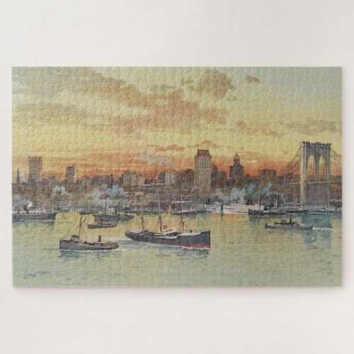 Vintage Pictorial View of NYC 1896 Jigsaw Puzzle