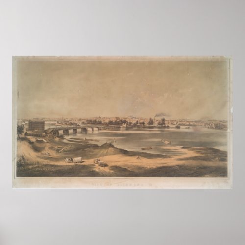 Vintage Pictorial View of Richmond VA 1853 Poster