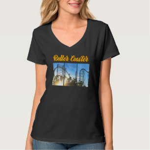 Vintage Picture Of Roller Coaster In Sunset Retro T-Shirt