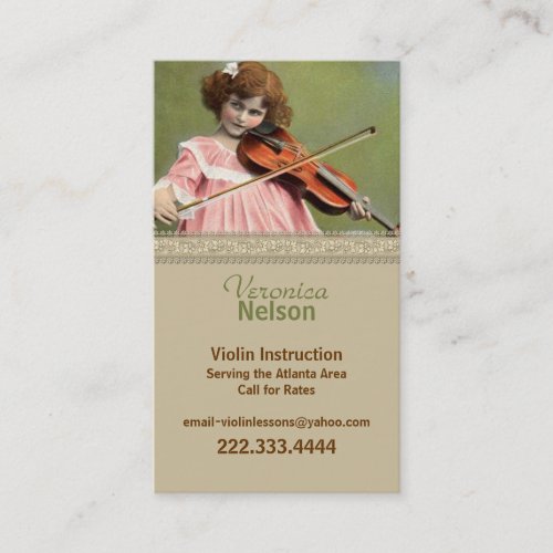 Vintage Picture Violin Teacher Business Card