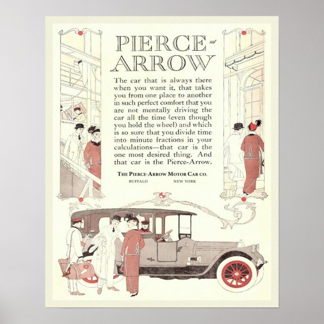 Vintage Pierce-Arrow Motor Car Ad Poster (Front)