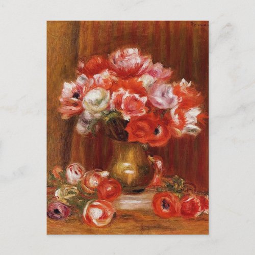 Vintage Pierre_Auguste Renoir Anemones Holiday Postcard