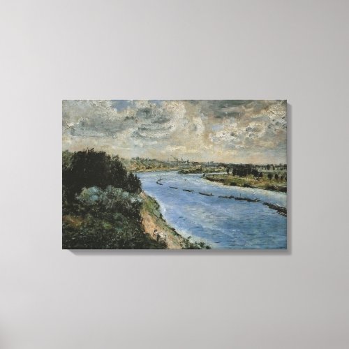 Vintage Pierre Auguste Renoir Barges on the Seine Canvas Print