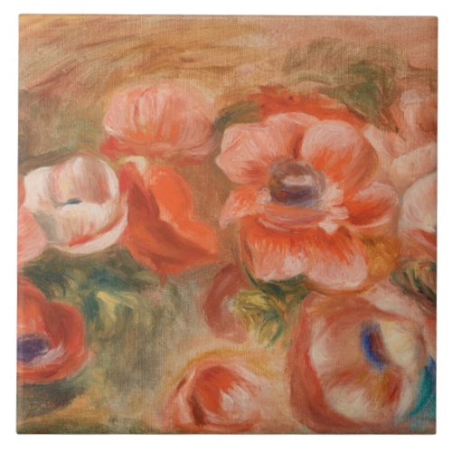 Vintage Pierre Auguste Renoir Blue Pink Anemones Ceramic Tile