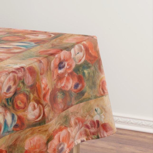 Vintage Pierre Auguste Renoir Blue Pink Anemones Tablecloth (In Situ)