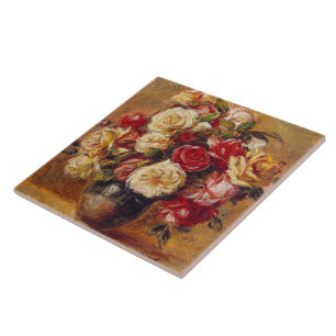Vintage Pierre Auguste Renoir Bouquet of Roses Ceramic Tile
