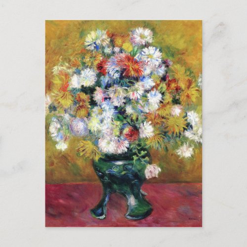 Vintage Pierre Auguste Renoir Chrysanthemums Holiday Postcard