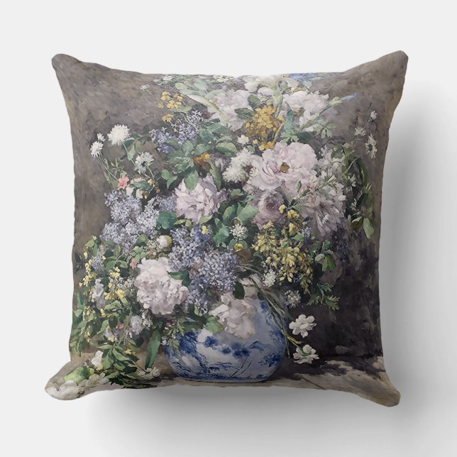 Vintage Pierre Auguste Renoir Spring Bouquet   Throw Pillow (Front)