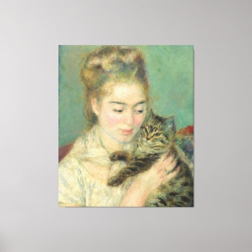 Vintage Pierre Auguste Renoir Woman with a Cat Canvas Print