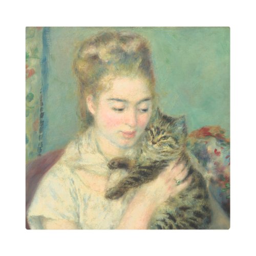 Vintage Pierre Auguste Renoir Woman with a Cat Metal Print