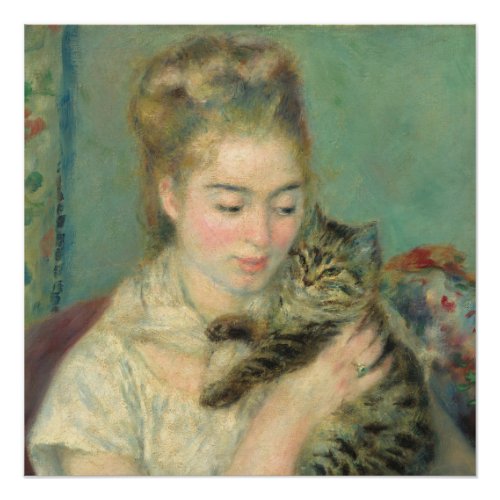 Vintage Pierre Auguste Renoir Woman with a Cat Poster