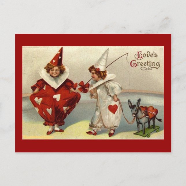 Vintage Pierrots Valentine Postcard (Front)