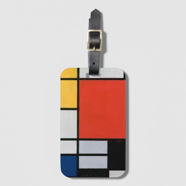 Vintage Piet Mondrian Composition, retro Luggage Tag (Front Vertical)