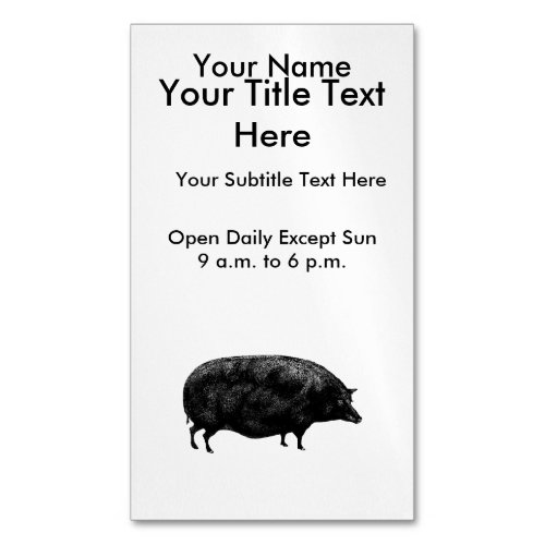 Vintage Pig Antique Print Business Card Magnet