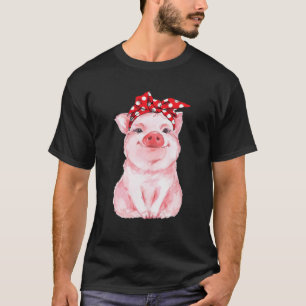 Vintage Pig Cute Bandana T-Shirt