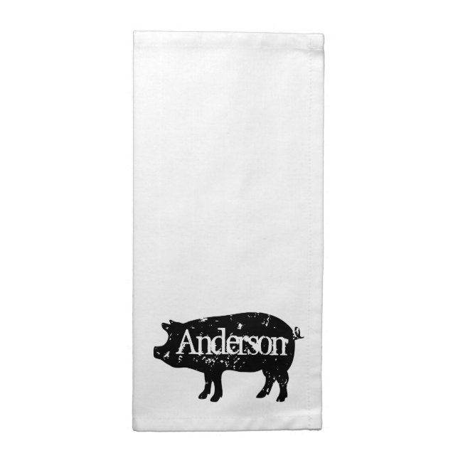 Vintage pig logo custom cloth napkin (Half Fold)