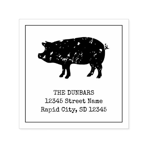 Vintage pig logo self inking return address stamps