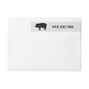 Vintage pig mascot logo custom return address wrap around label