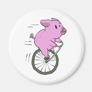 vintage Pig on monocycle choose background color Magnet